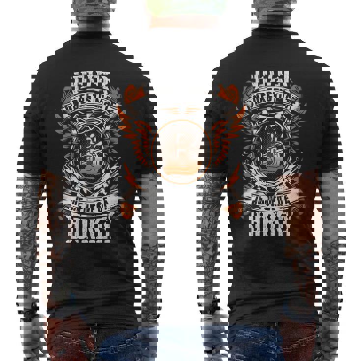 Never Underestimate The Power Of Burkey Burkey Name Men's T-shirt Back Print