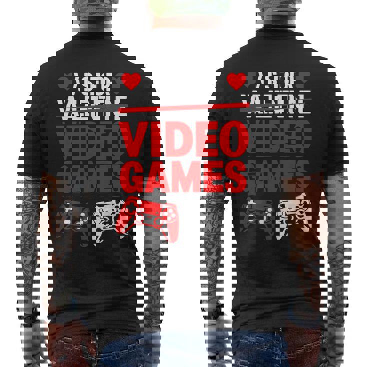 V Is For Video Games Controller Valentine's Day Boys Men's T-shirt Back Print