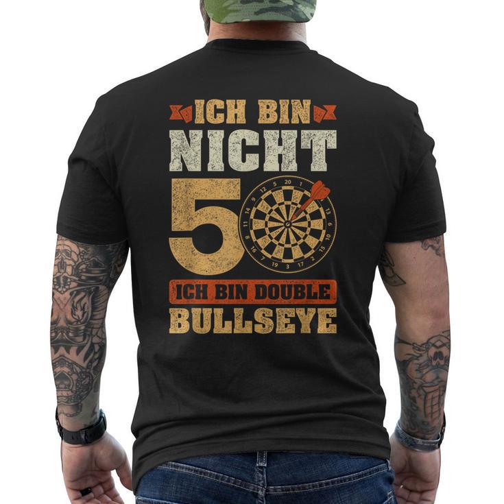 Vintage 50Th Birthday Dart Saying Double Bullseye T-Shirt mit Rückendruck