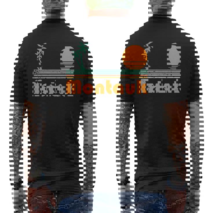 Vintage Montauk Beach Sunset Men's Back Print T-Shirt