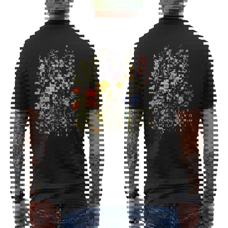 Vintage Pressed Flowers Rustic Dry Flowers Wildflowers Men's Back Print T-Shirt
