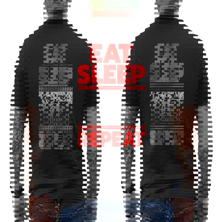 Vintage Yeet Apparel Saying Eat Sleep Repeat Men's T-shirt Back Print
