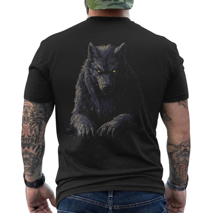 Werewolf Mythical Motif Fantasy Illustration Werewolf T-Shirt mit Rückendruck