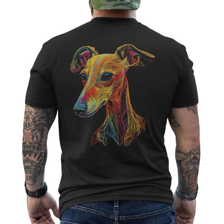 Whippet Dog Motif Pet Illustration Colourful Whippet T-Shirt mit Rückendruck