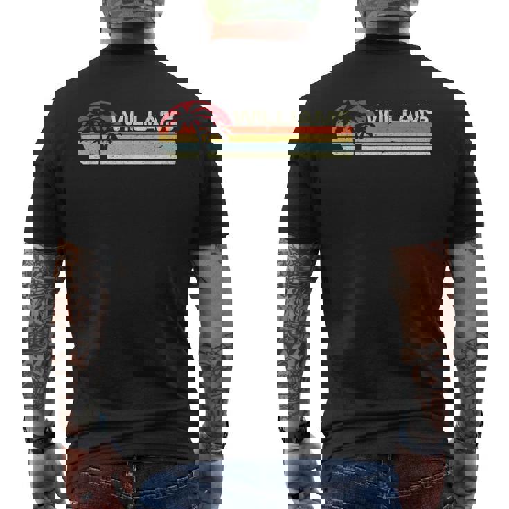Williams Surname 80s 90s Vintage Sunset With Palm Trees Men's Back Print T-Shirt