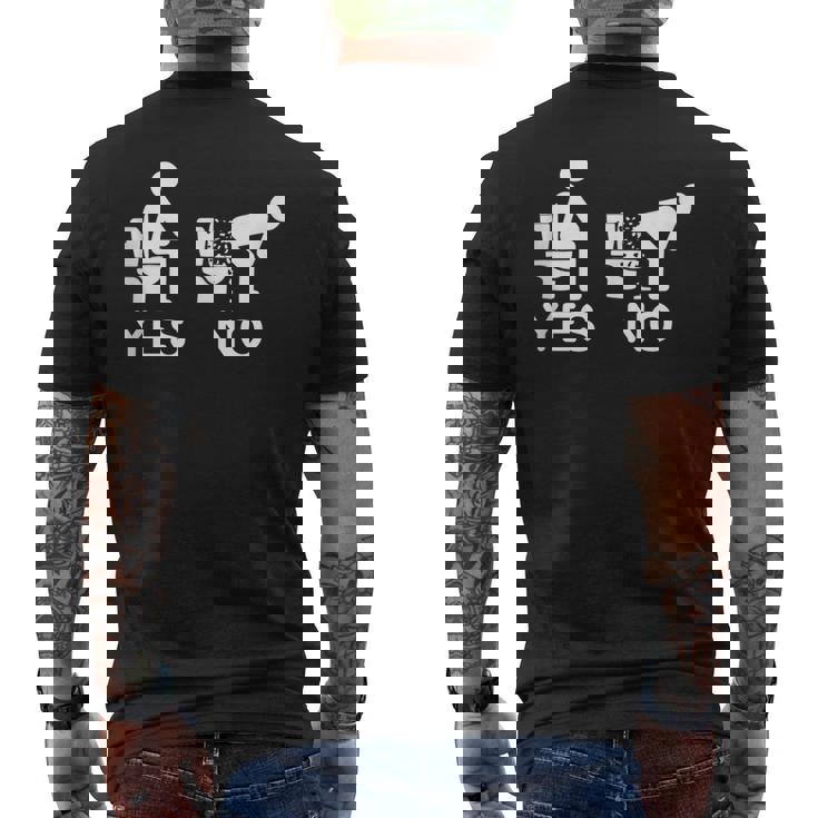 YesNo Pooping Etiquette Restroom Sign Bathroom Poop Tank Top Men's Back Print T-Shirt - Monsterry