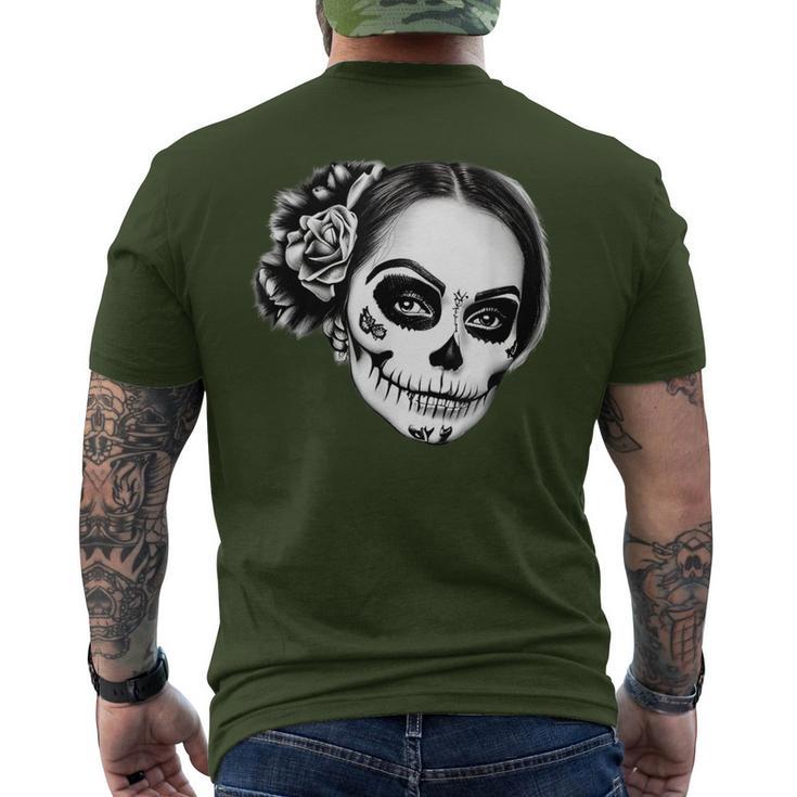 Beautiful La Catrina Santa Muerte Mexican T-Shirt mit Rückendruck