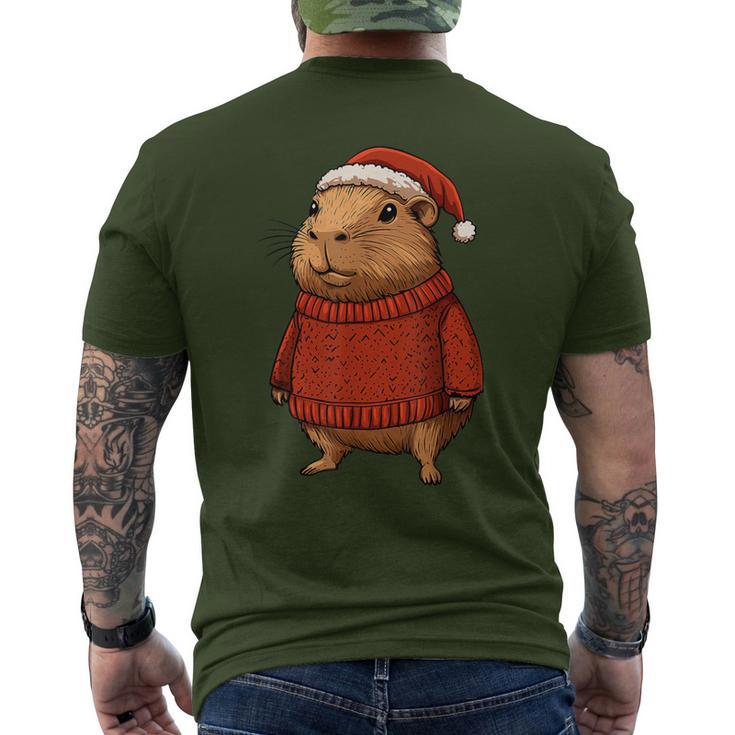 Capybara Ugly Sweater Santa Hat Christmas T-Shirt mit Rückendruck