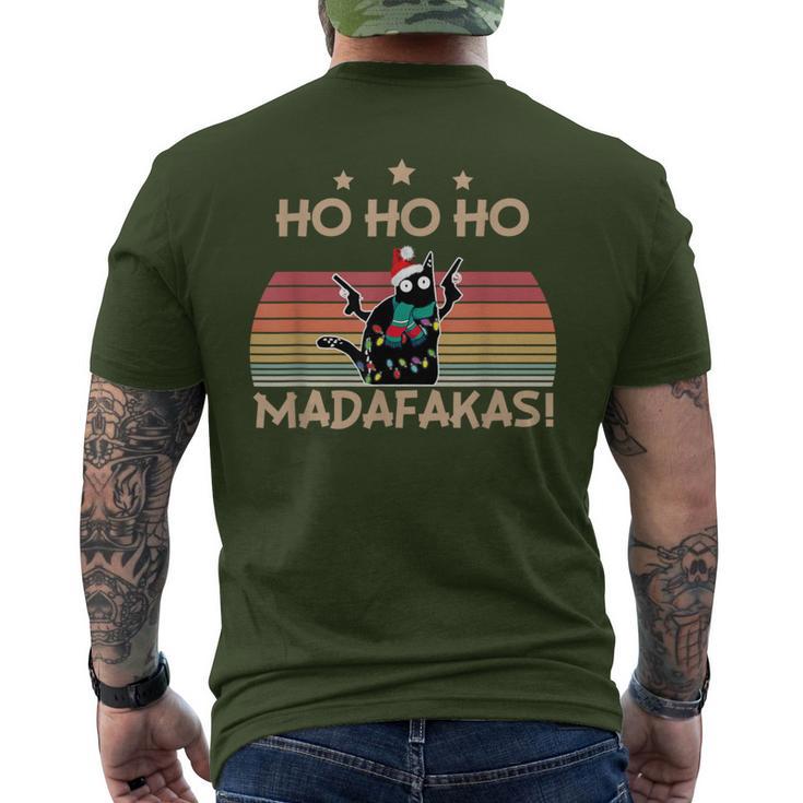 Catintage Pew Pew Madafakas Cat Ho Ho Ho Christmas T-Shirt mit Rückendruck