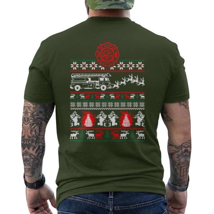 Christmas Fireman Fire Brigade Ugly Christmas T-Shirt mit Rückendruck