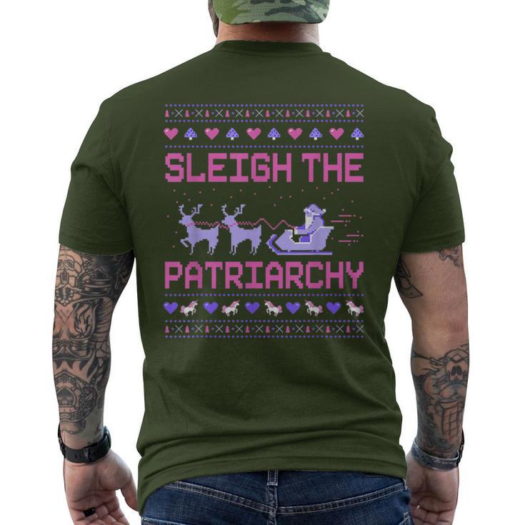 Christmas Sleigh The Patriarchy Feminist Feminism Deer Xmas T-Shirt mit Rückendruck