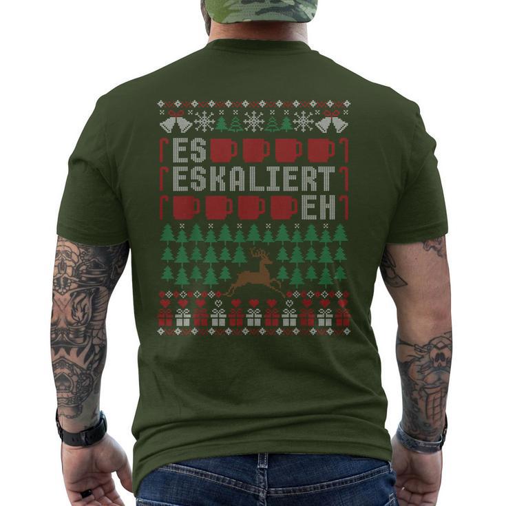 Es Eskaliert Eh Ugly Christmas Sweater Reindeer Christmas T-Shirt mit Rückendruck