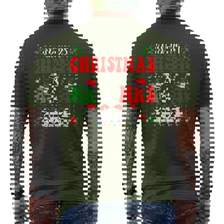Our First Christmas As Mr And Mrs Married Couple Pajamas Men's T-shirt Back Print