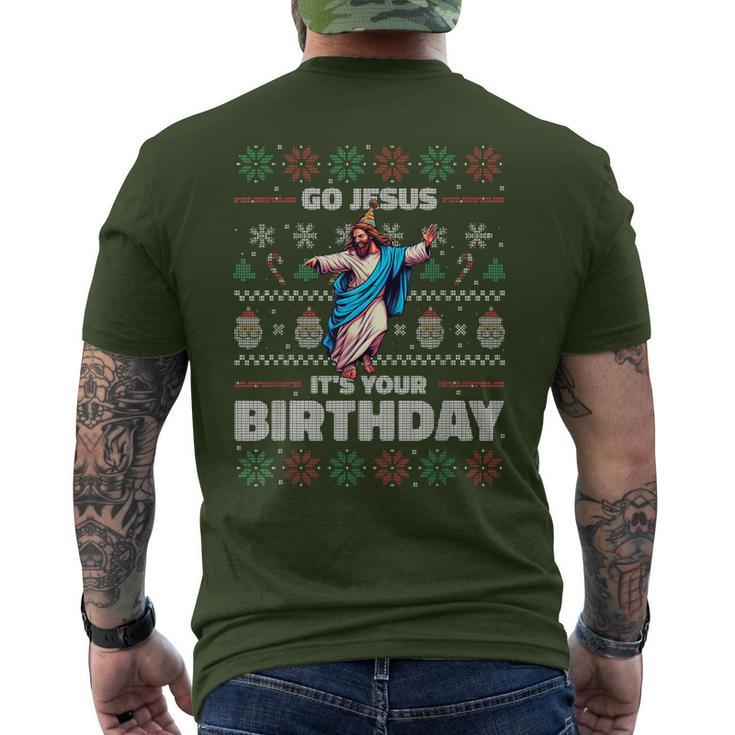 Go Jesus It's Your Birthday Fun Ugly Christmas Sweater Meme T-Shirt mit Rückendruck