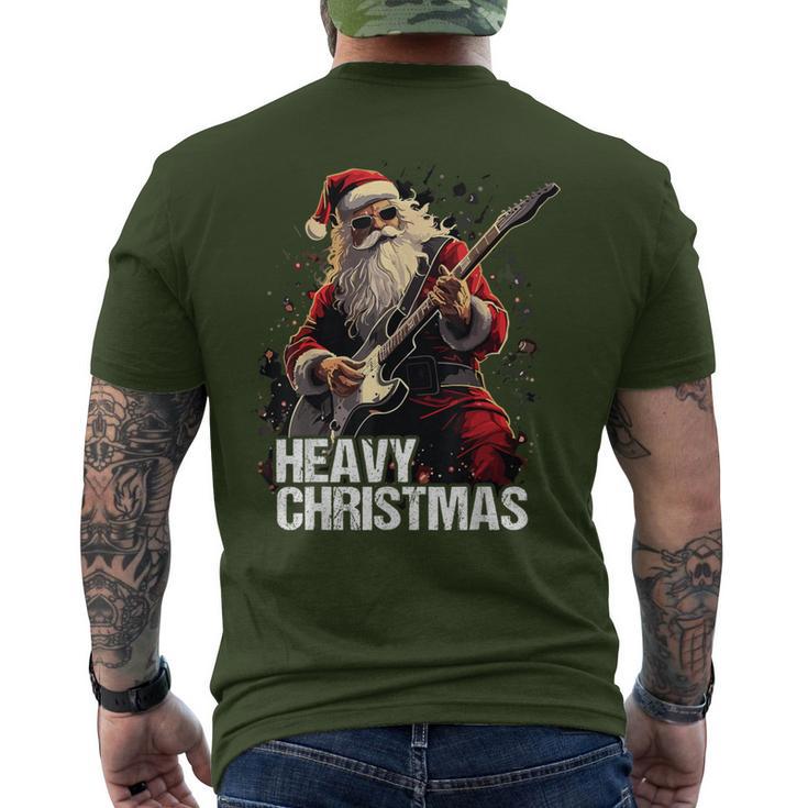 Heavy Christmas Santa Claus Guitar T-Shirt mit Rückendruck