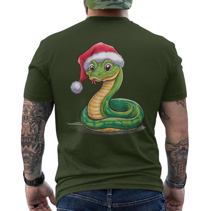 Merry Christmas Snake Xmas Party Eve Santa Hat T-Shirt mit Rückendruck