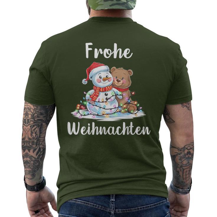 Merry Christmas Snowman Christmas Bear Christmas Eve T-Shirt mit Rückendruck