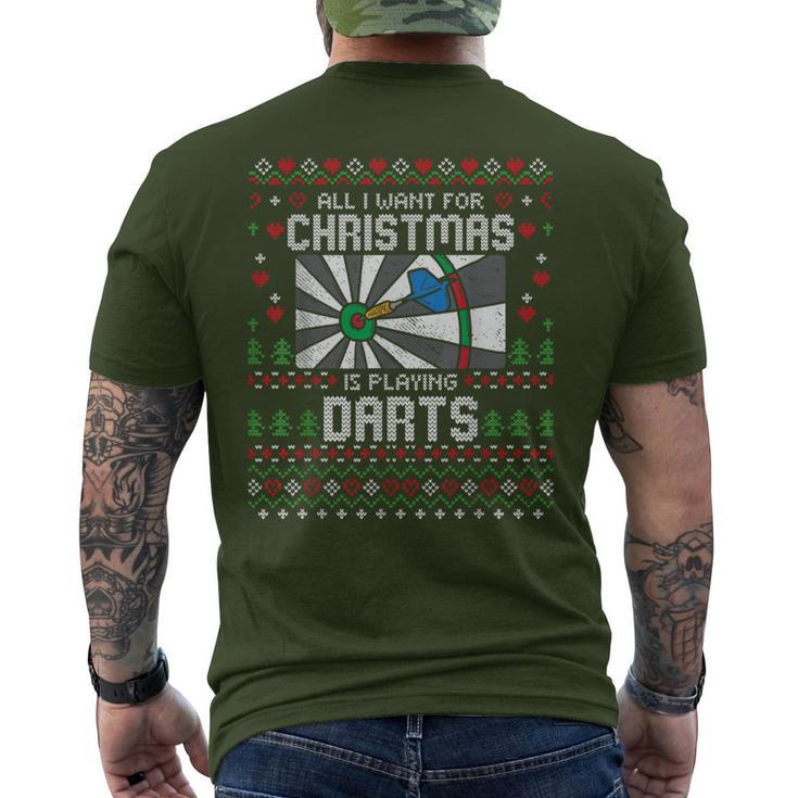 All I Want For Christmas Is Playing Darts Ugly Xmas Sweater T-Shirt mit Rückendruck