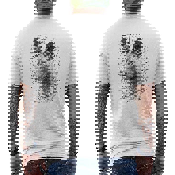 African Wild Dog Close-Up On Vintage Africa Map Safari Theme Men's Back Print T-Shirt