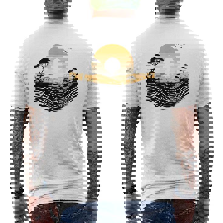 Atardecer Africano Baobab Árboles Naturaleza Paisaje Camiseta Hombre Estampado Espalda