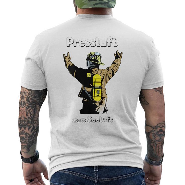 Back Print Breathing Protection Equipment Carrier Fire Brigade S T-Shirt mit Rückendruck