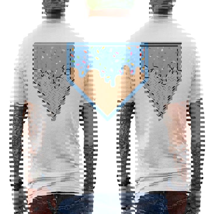 Baseball Home Plate Ice Cream Drip With Sprinkles For Boys Men's Back Print T-Shirt