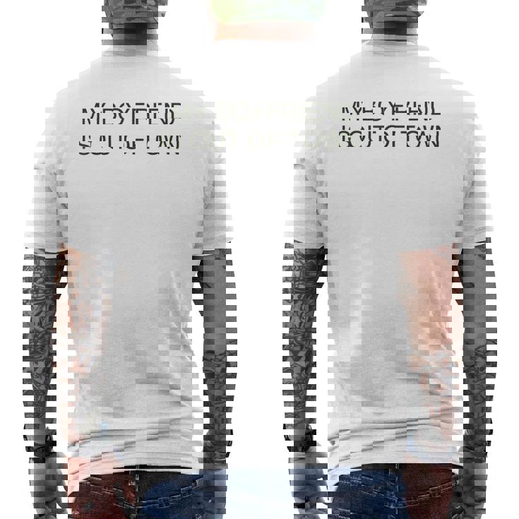 My Boyfriend Is Out Of Town Retro 90S Trendy Vintage Men's T-shirt Back Print