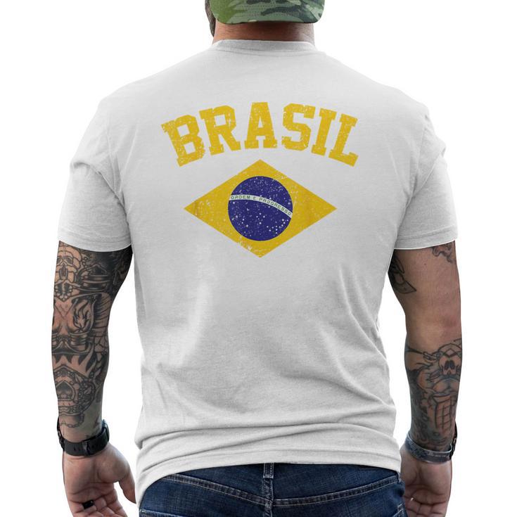 Brazilian National Flagintage Patriotic Football Brazil Green T-Shirt mit Rückendruck