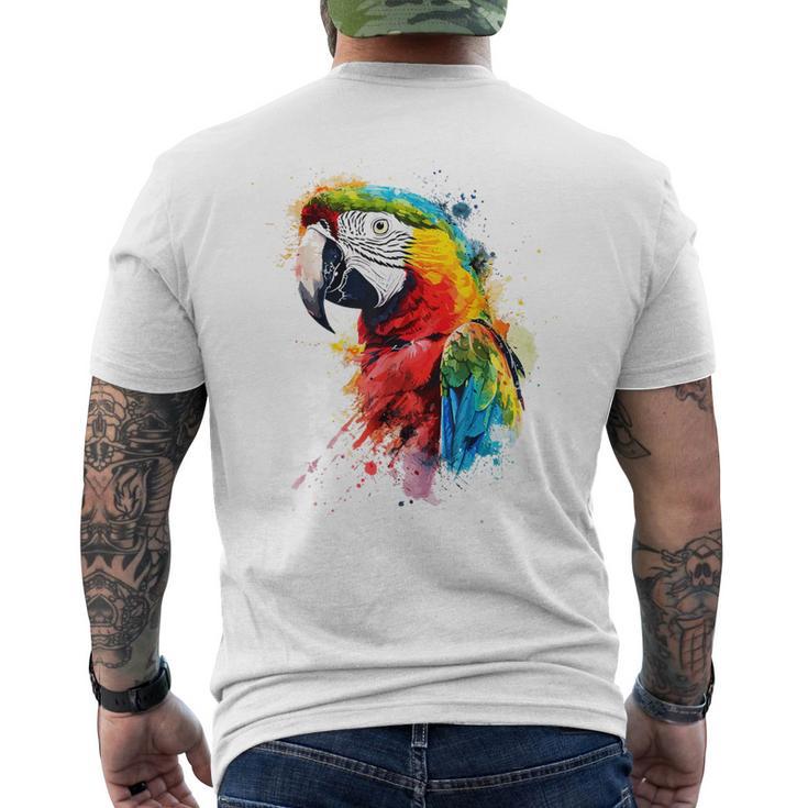 Colourful Parrot Watercolor T-Shirt mit Rückendruck