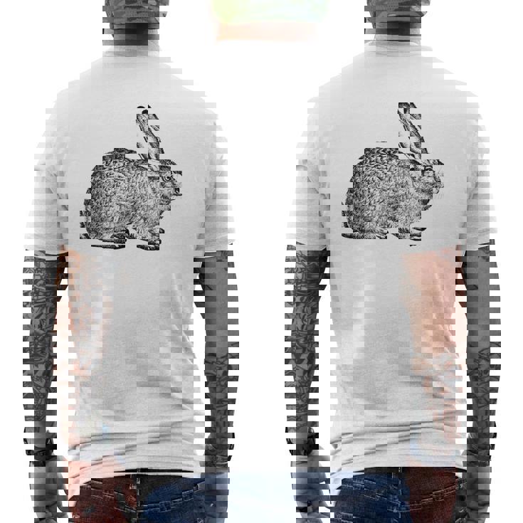 Cool Vintage Country Farm Animal Rabbit Hare Bunny Men's Back Print T-Shirt