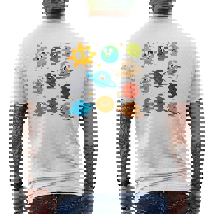Divertido Pijama Del Sistema Solar De Astronauta Del Mundo Manga Larga Camiseta Hombre Estampado Espalda