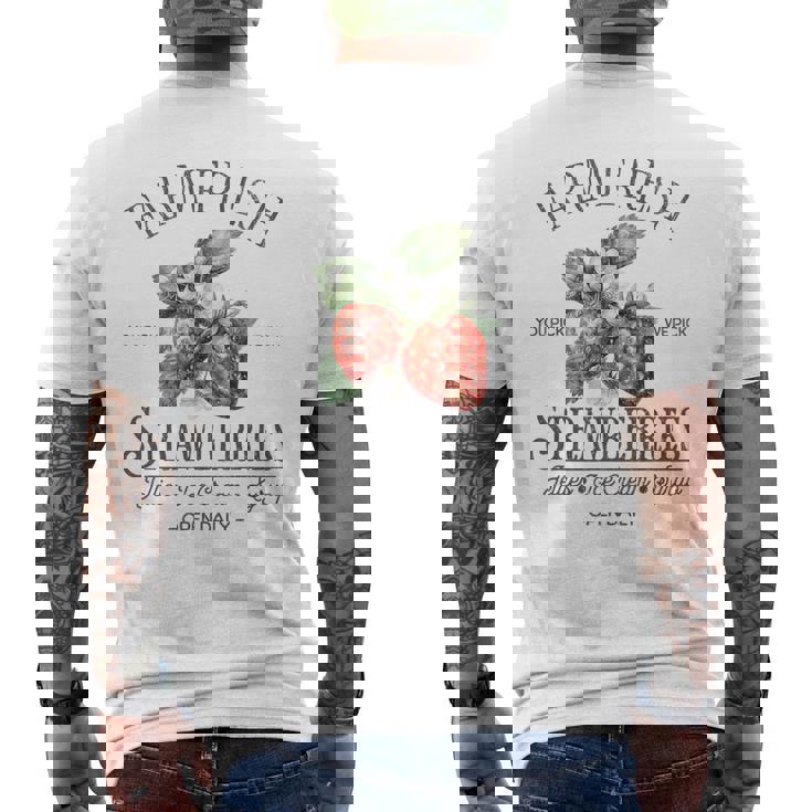 Farm Fresh Strawberries Vintage Strawberry Farmers Farm Men's T-shirt Back Print
