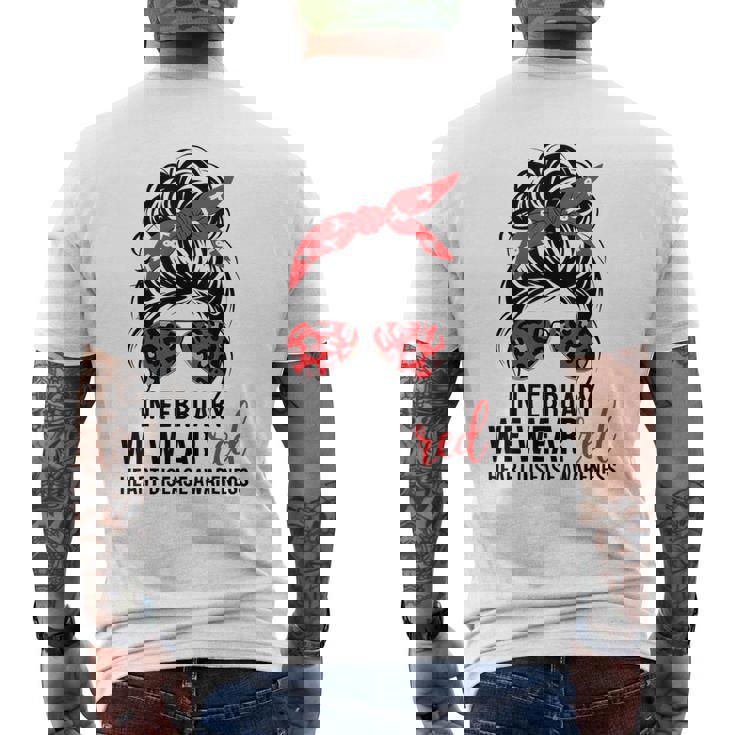 In February We Wear Red Heart Health Awareness Chd Disease Men's T-shirt Back Print