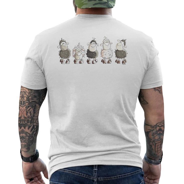 Five Wool Sheep I Sheep With Comic Sheep T-Shirt mit Rückendruck