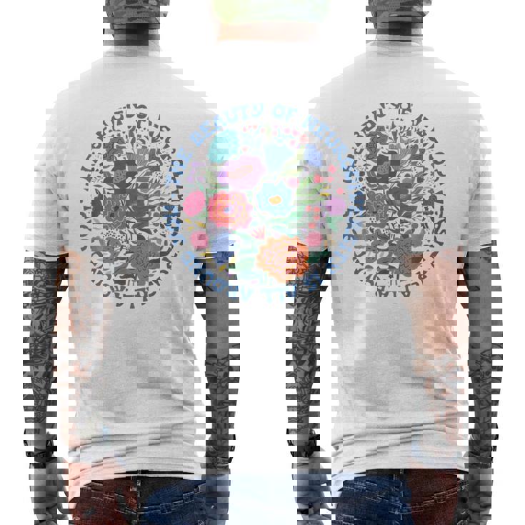 Floral Autism Neurodiversity Inclusion Sped Teacher BCBA Men's Back Print T-Shirt