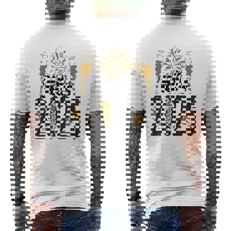 Hello 2025 Fête Réveillon Cadeau Nouvel An Festif T-shirt imprimé au dos