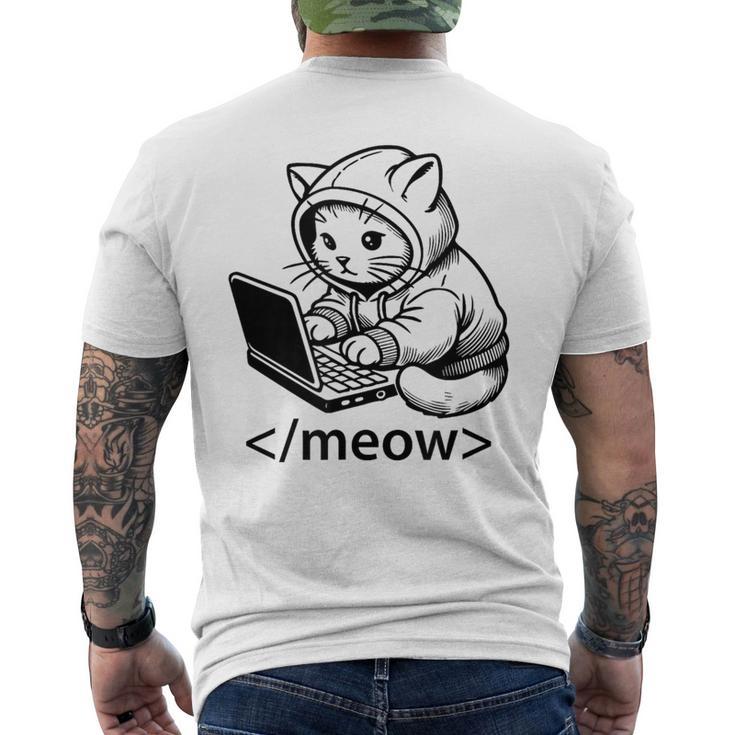 Kitten Developer Meow Code Block Laptop Cat Hacker Divertido Camiseta Hombre Estampado Espalda