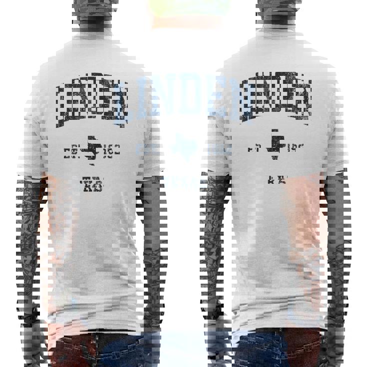 Linden Texas TX Vintage Athletic Navy Sports Men's Back Print T-Shirt