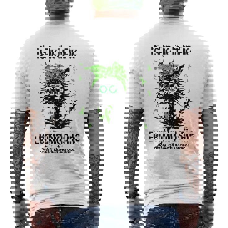 Mental Health Warrior Awareness Black Cat Brain Illness Men's T-shirt Back Print