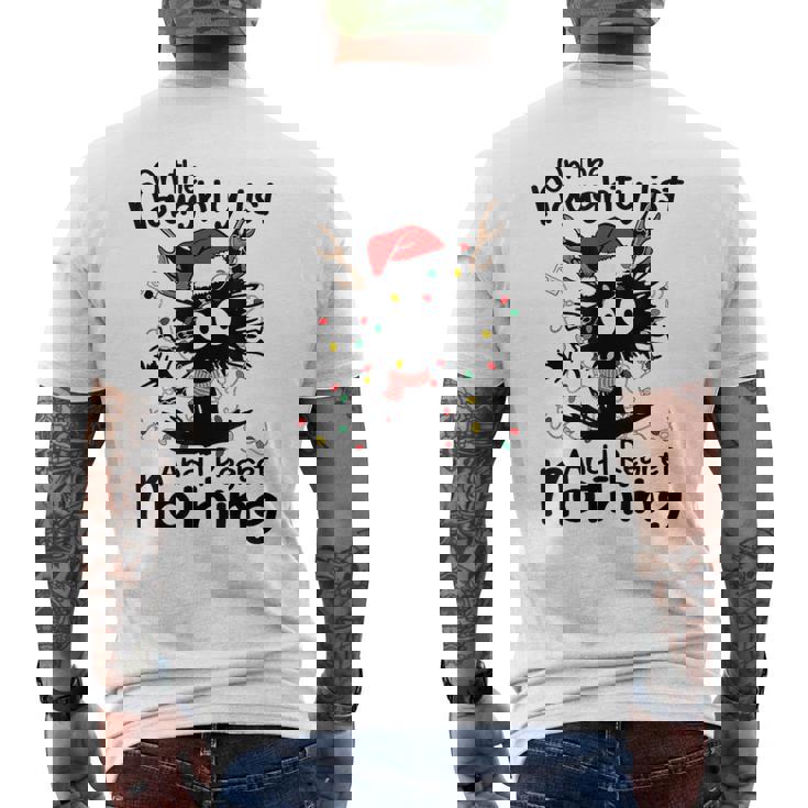 On The Naughty List I Regret Nothing Cat Christmas Lights Men's Back Print T-Shirt