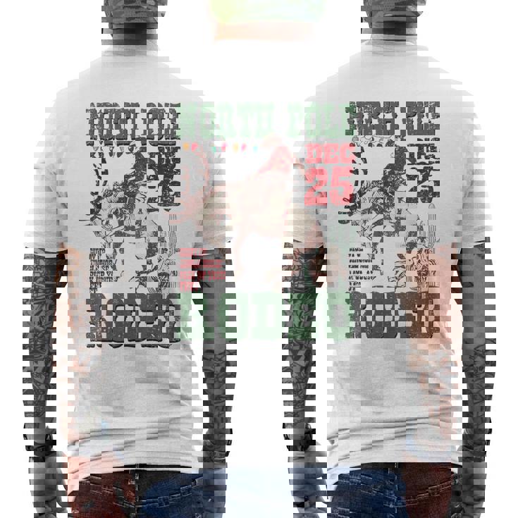 North Pole Rodeo Cowboy Santa Country Christmas Men's Back Print T-Shirt