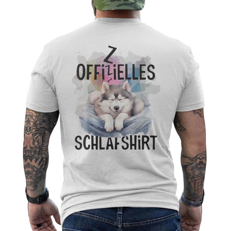 Official Siberian Husky Dog Sleep Blue T-Shirt mit Rückendruck