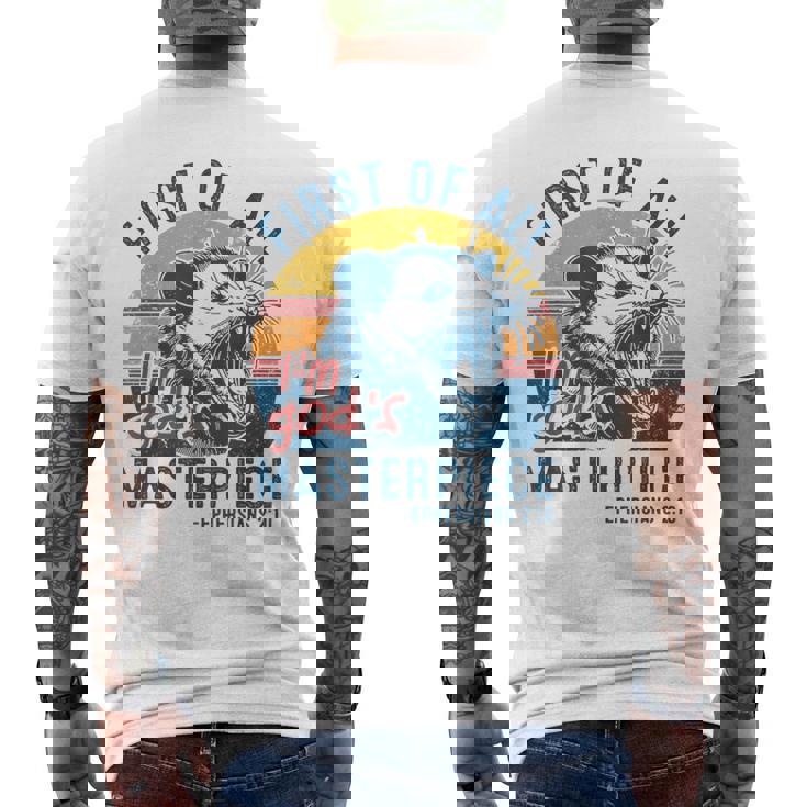 Opossum First Of All Im God's Masterpiece Angry Possum Men's T-shirt Back Print