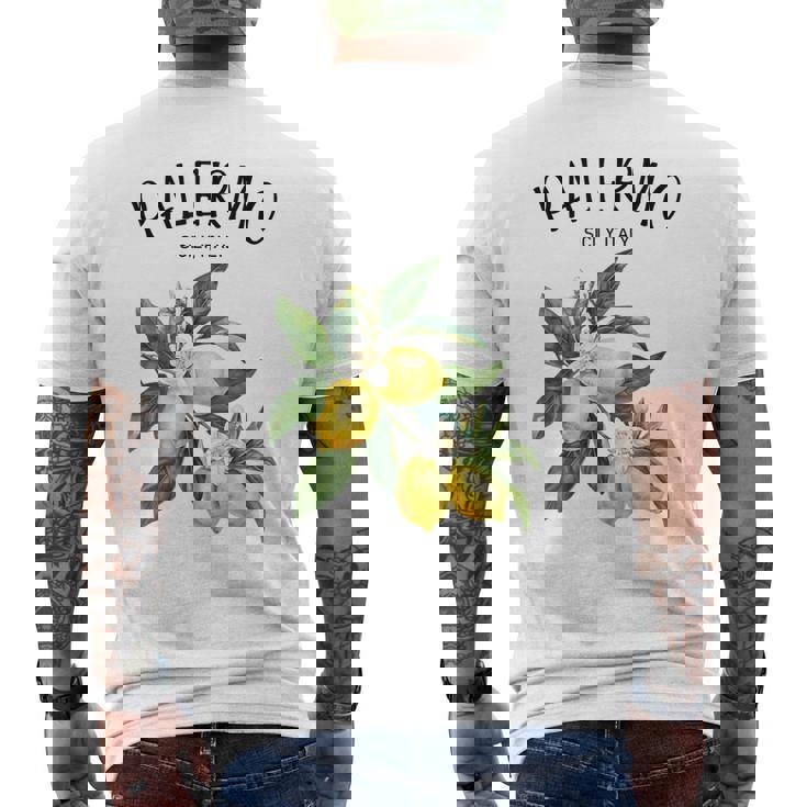 Palermo Limón Arte Sicilia Italiana Fruta Amante Italia Sicilia Camiseta Hombre Estampado Espalda