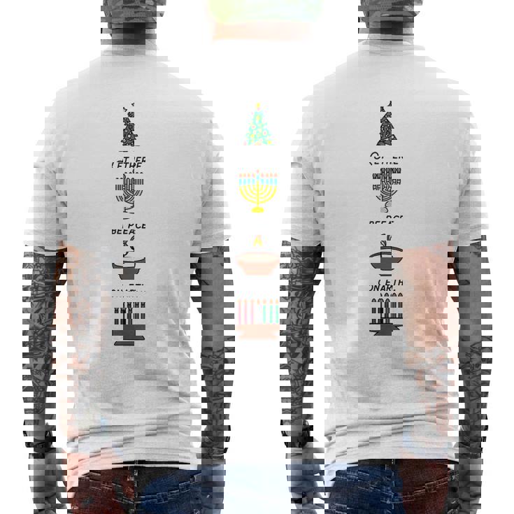 Peace On Earth Multicultural Holiday Diversity Symbols Men's Back Print T-Shirt