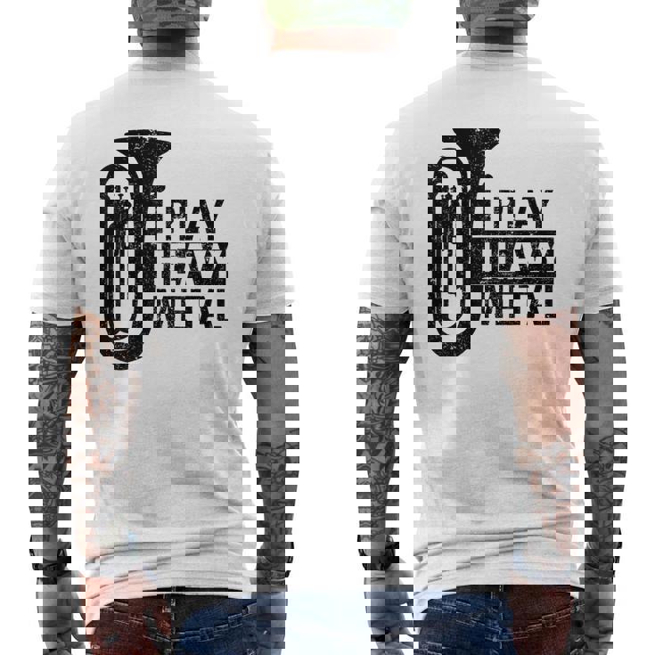 I Play Heavy Metal Regalo Orquesta Tuba Instrumento Musical Camiseta Hombre Estampado Espalda
