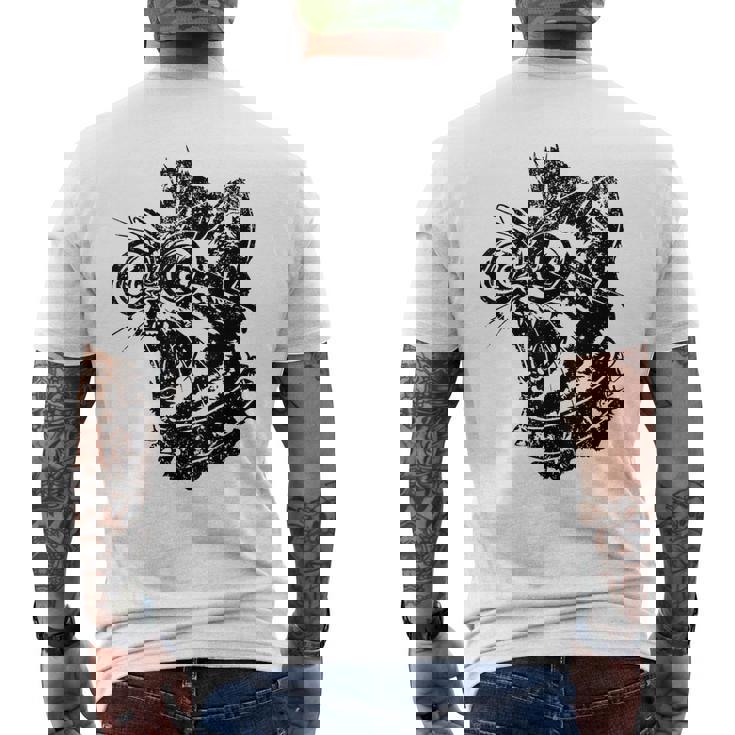 Punk Rock Spooky Cat Lover Scary Halloween Costume Men's Back Print T-Shirt