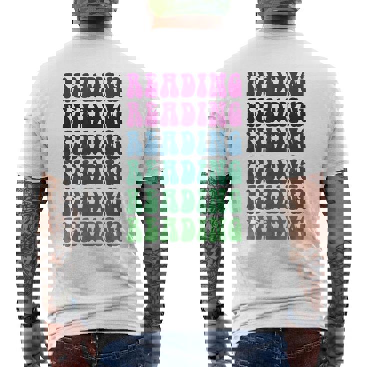 Retro READING Teacher Libraries Vibes Reading Teach Men's Back Print T-Shirt