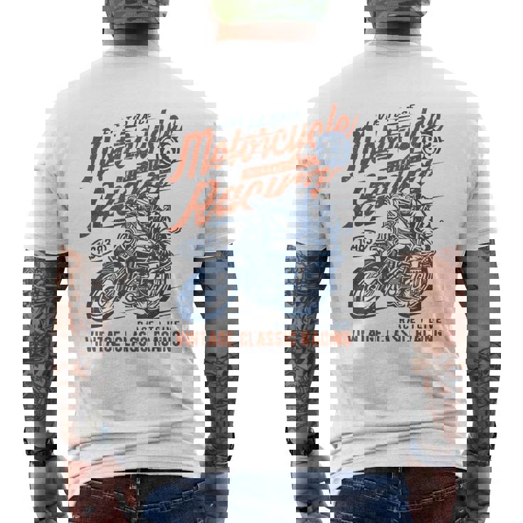 Retro Vintage Style Motorcycle Racing Distressed Men's T-shirt Back Print