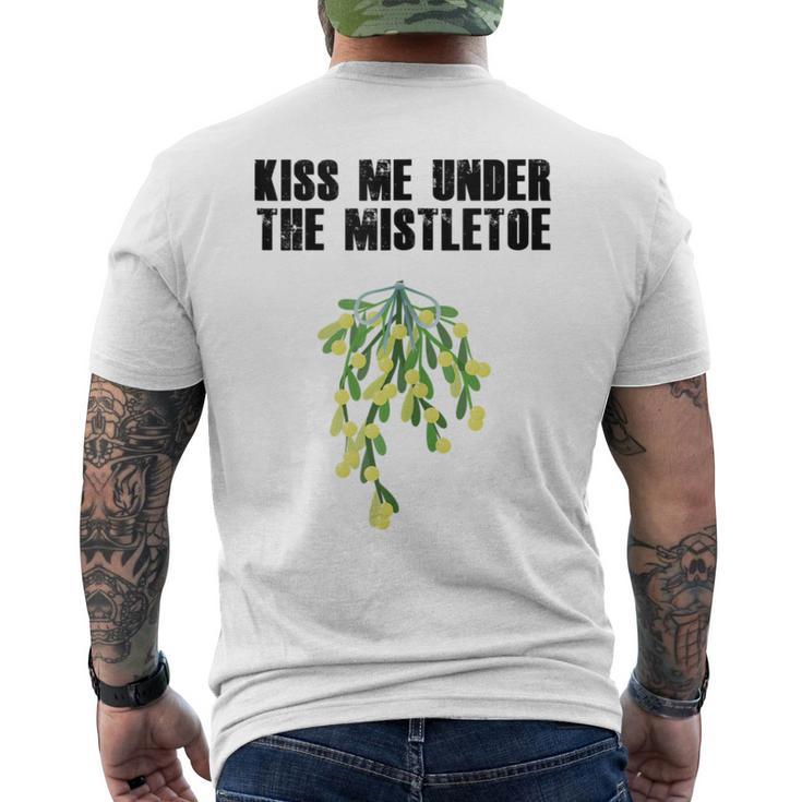 Rude Christmas Shirt Kiss Me Under The Mistletoe Tank Top Men's Back Print T-Shirt